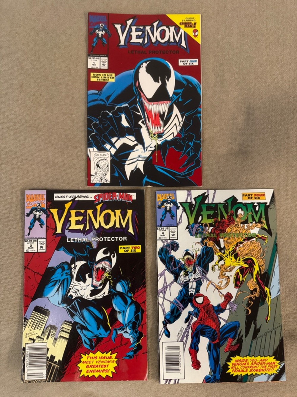 Marvel Vintage Venom Lethal Protector Comic Books -Parts 1, 2 and 4 of Six 6